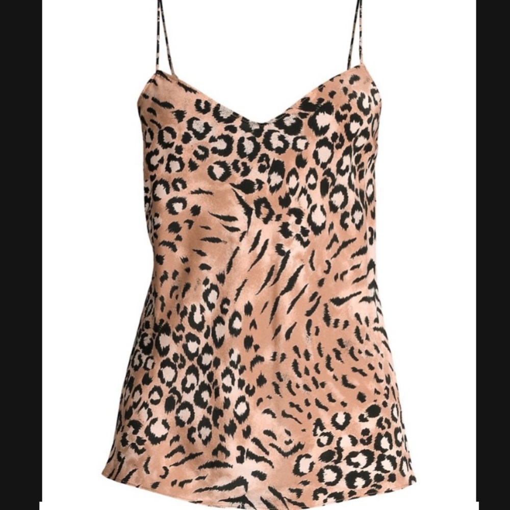 Paige Cicely Faded Leopard Print Silk Camisole